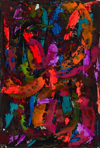 Irene Laksine large acrylic on PVC ref 27 Framed, black frame